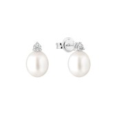 Cercei argint cu perle naturale albe si cristale DiAmanti SK25226E_W-G